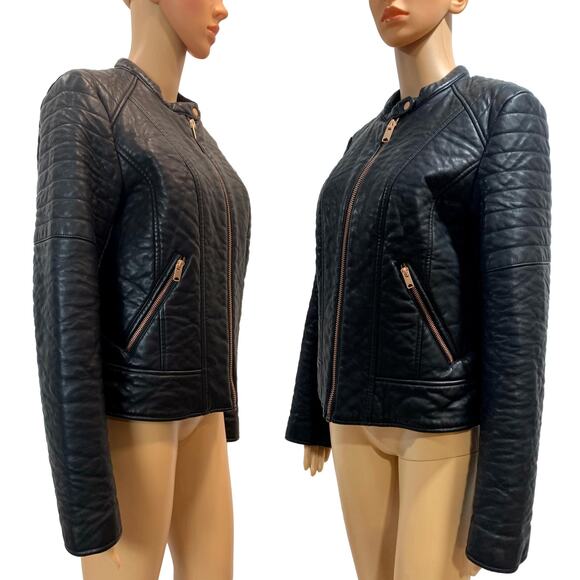 Marc New York Vegan Leather Cafe Racer Motorcycle Biker Jacket | M/L - Picture 9 of 11